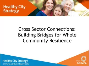 Cross Sector Connections:  Building Bridges for Whole  Community Resilience  Sustainable Urban