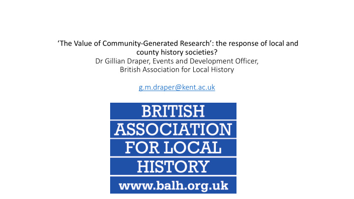 the value of community generated research the response of