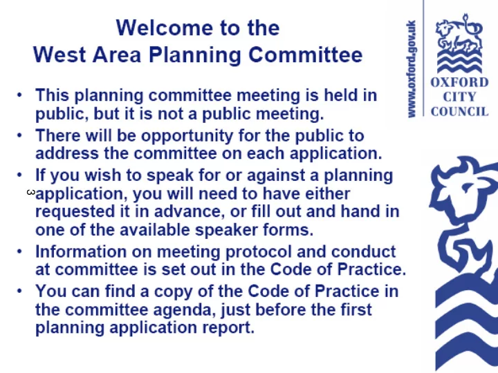 oxford city council welcome to west area planning