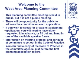 OXFORD CITY COUNCIL  WELCOME TO  West Area Planning  3  Committee  13th July 2011  4  View of St