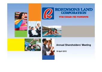 Annual Shareholders Meeting  18 April 2012  1  DIVERSIFIED BUSINESS MODEL  Shopping Malls