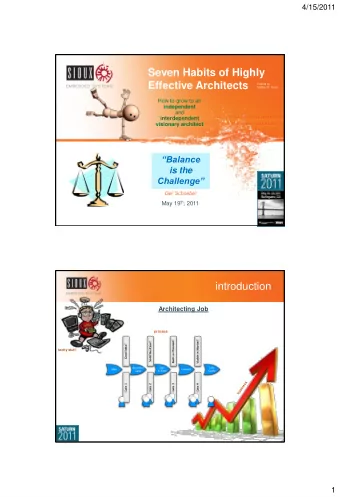 Seven Habits of Highly  Effective Architects  Inspired by  Stephen R. Covey  How to grow to an