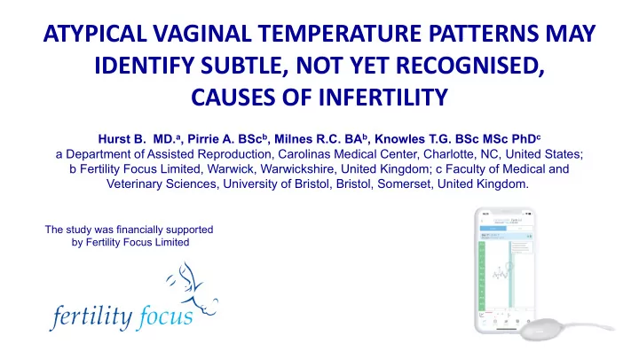 atypical vaginal temperature patterns may identify subtle
