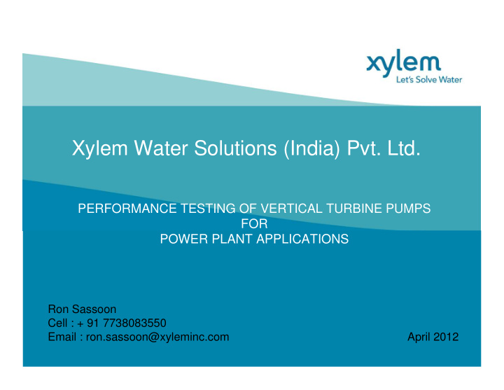 xylem water solutions india pvt ltd