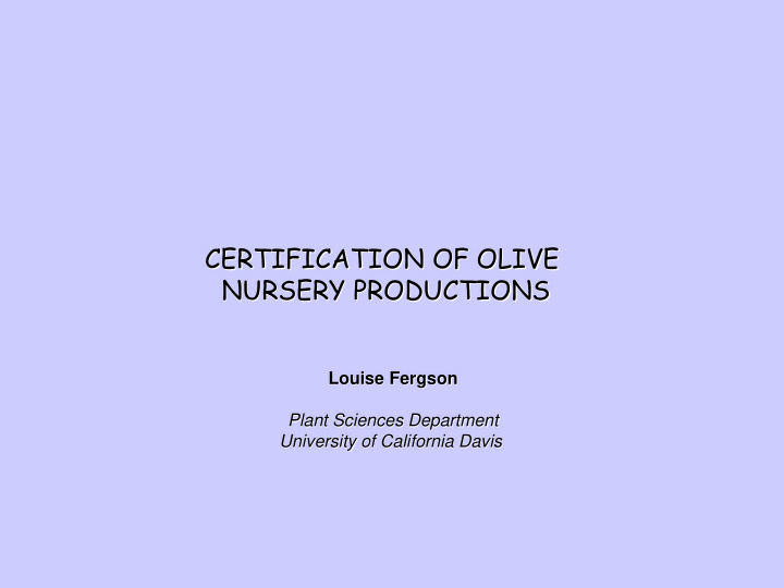 certification of olive nursery productions