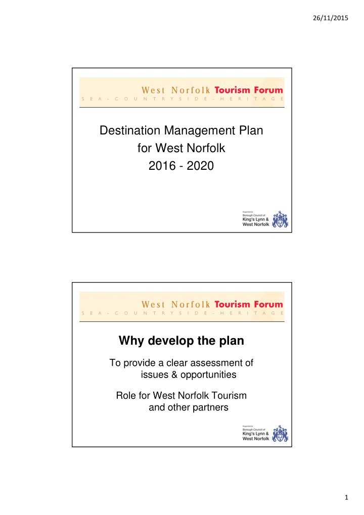 destination management plan for west norfolk 2016 2020