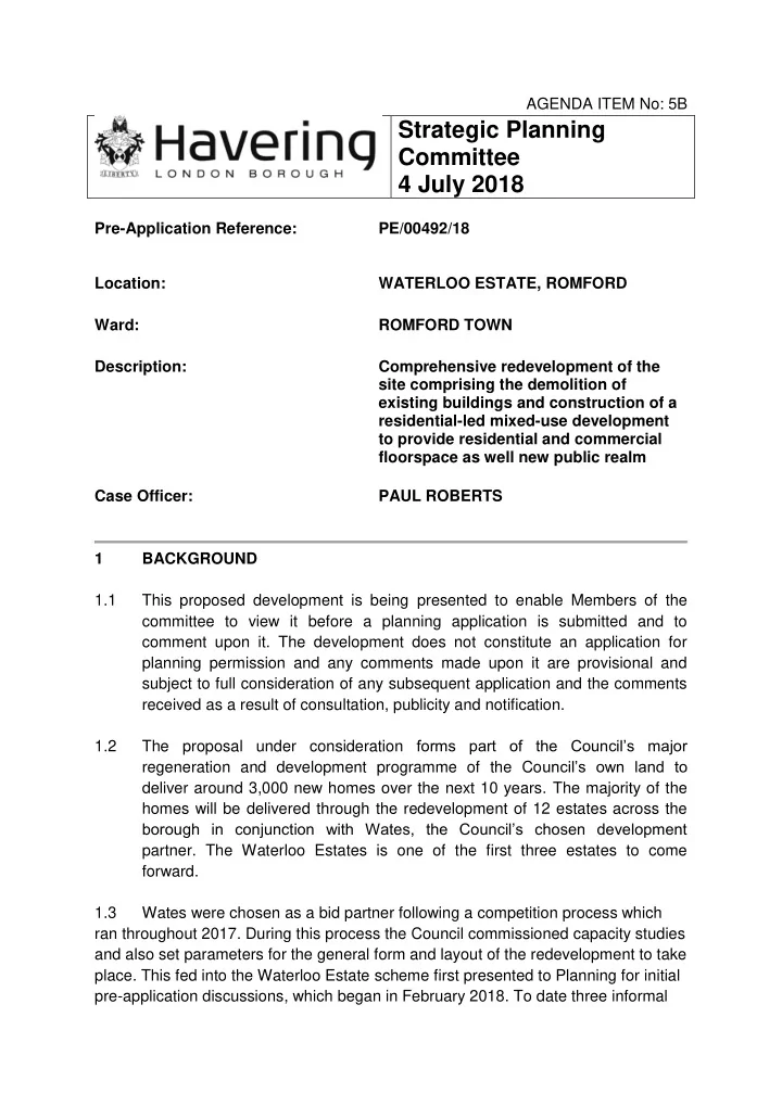 strategic planning committee 4 july 2018