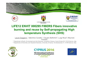 LIFE12 ENVIT 000295 FIBERS Fibers innovative  burning and reuse by Self-propagating High