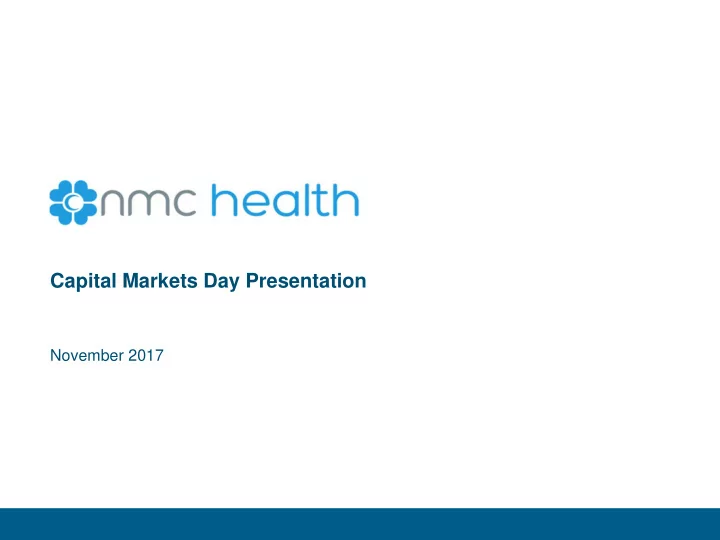 capital markets day presentation