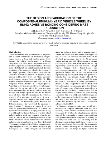 THE DESIGN AND FABRICATION OF THE  COMPOSITE-ALUMINUM HYBRID VEHICLE WHEEL BY  USING ADHESIVE