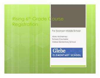 Rising 6 th Grade Course  Registration  For Swanson Middle School  Mary McInerney  School Counselor