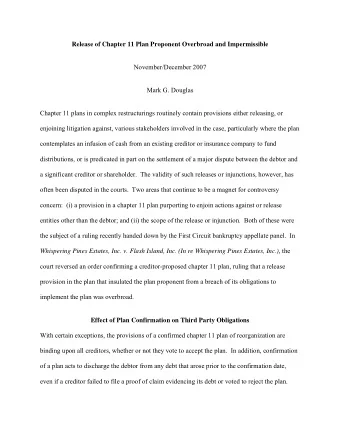 Release of Chapter 11 Plan Proponent Overbroad and Impermissible  November/December 2007  Mark G.