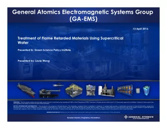 General Atomics Electromagnetic Systems Group  (GA-EMS)  13 April 2016  Treatment of Flame Retarded