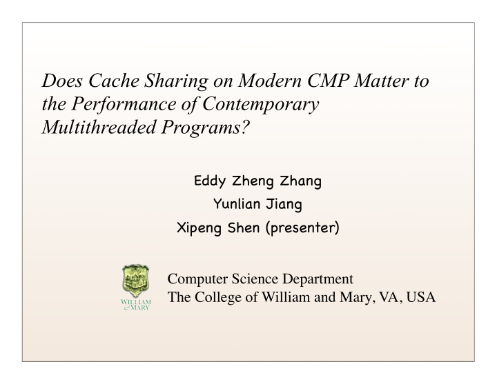 does cache sharing on modern cmp matter to the