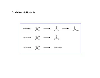 Oxidation of Alcohols  O  O  H  OH  1 alcohol:  R  H  R  H  R  OH  O  H  OH  2 alcohol:  R  H