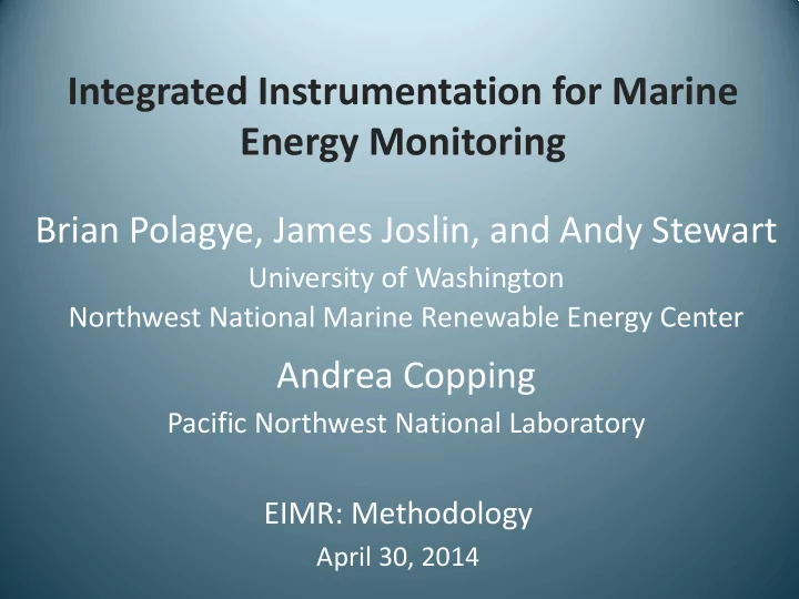 integrated instrumentation for marine energy monitoring