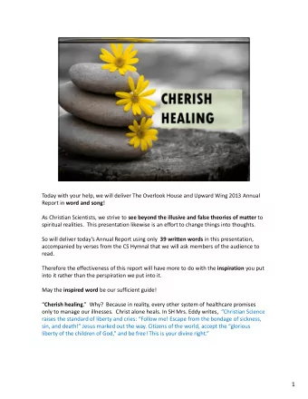 1 Can I have a volunteer to read the Hymn citation  ? Thank you.  2 Confident giving is what we