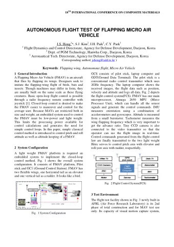 AUTONOMOUS FLIGHT TEST OF FLAPPING MICRO AIR  VEHICLE J.S. Hong 1 *, S.J. Kim 2 , I.H. Paik 2 ,