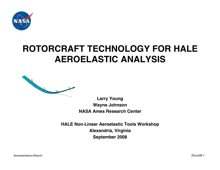 rotorcraft technology for hale aeroelastic analysis