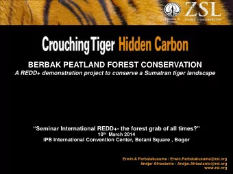 BERBAK PEATLAND FOREST CONSERVATION  A REDD+ demonstration project to conserve a Sumatran tiger
