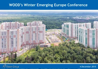 WOODs Winter Emerging Europe Conference  4 December 2015  Disclaimer  IMPORTANT: You must read