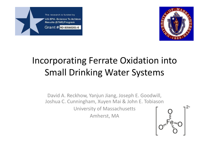 incorporating ferrate oxidation into small drinking water