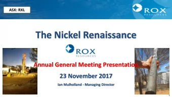 The Nickel Renaissance  Annual General Meeting Presentation  23 November 2017  Ian Mulholland -