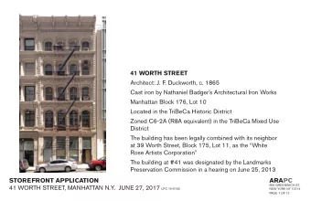 ARAPC  666 GREENWICH ST. 41 WORTH STREET, MANHATTAN N.Y.  JUNE 27, 2017 LPC 19-6193  NEW YORK NY
