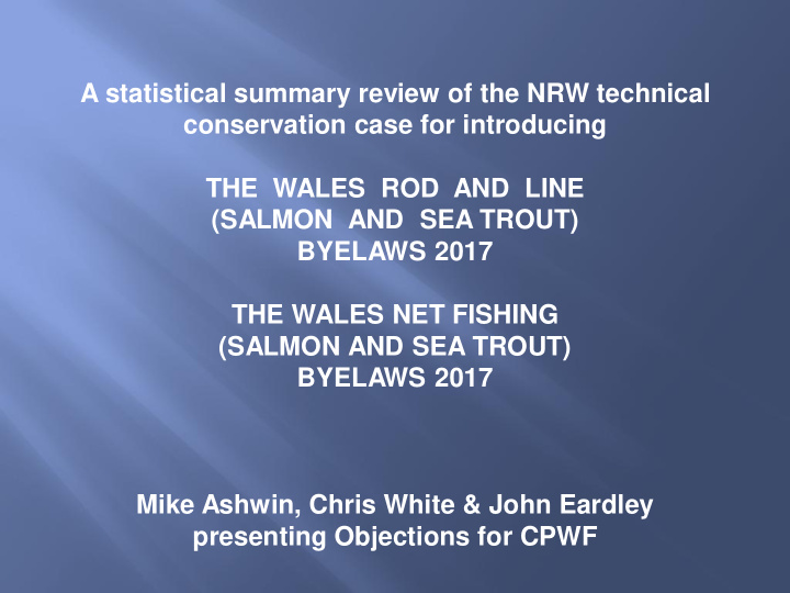 a statistical summary review of the nrw technical