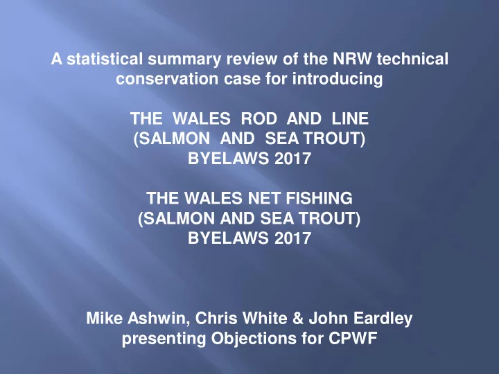 a statistical summary review of the nrw technical