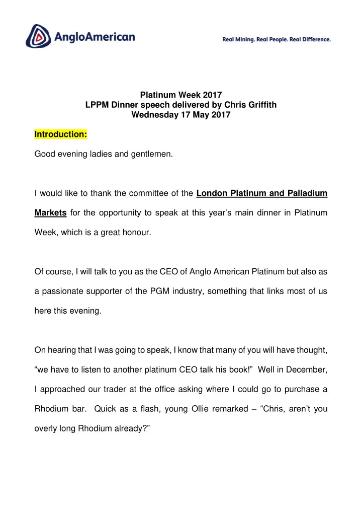 platinum week 2017 lppm dinner speech delivered by chris