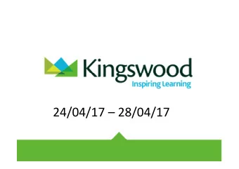 24/04/17  28/04/17  Location  Dearne Valley  http://www.kingswood.co.uk/cent  res/dearne-valley