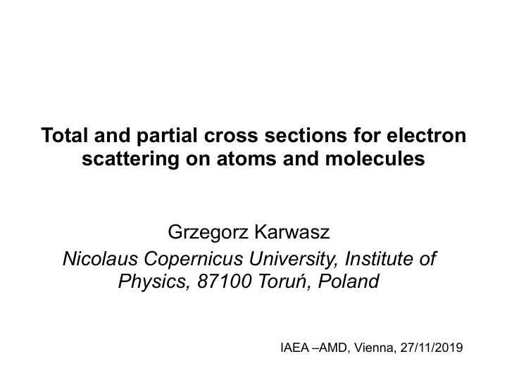 total and partial cross sections for electron scattering