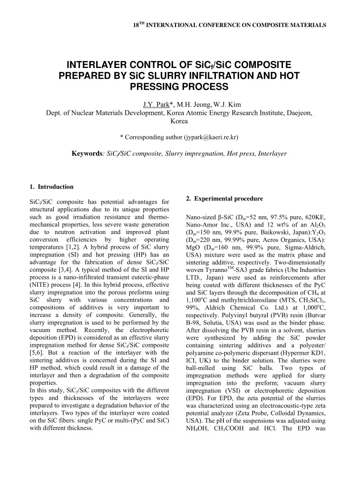 interlayer control of sic f sic composite prepared by sic