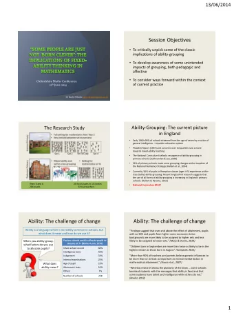 Session Objectives  To critically unpick some of the classic  implications of ability-grouping