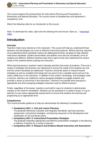 Introduction  Overview  Teachers make many decisions in the classroom. This course will help you