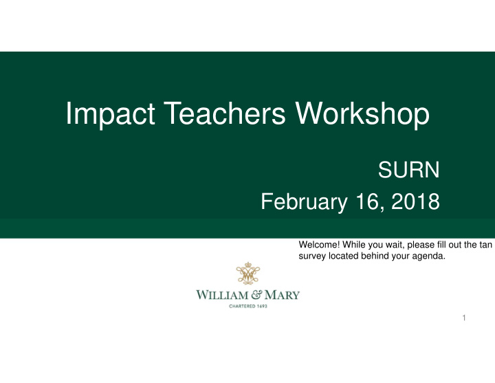 impact teachers workshop