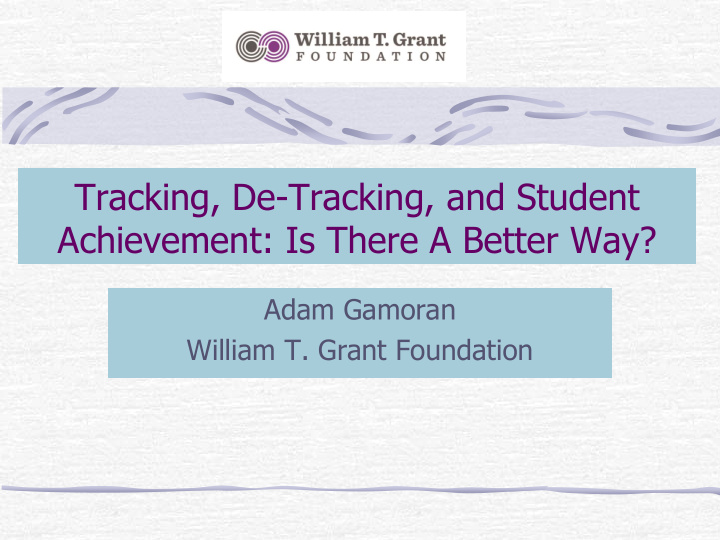 tracking de tracking and student achievement is there a