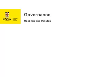 Governance  Meetings and Minutes  Introduction and Overview  1. Learning outcomes  2. UNSW