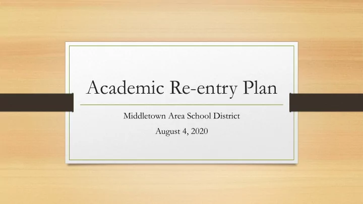 academic re entry plan