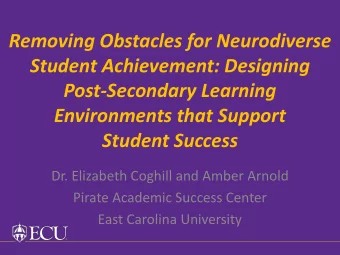 Post-Secondary Learning  Environments that Support  Student Success  Dr. Elizabeth Coghill and