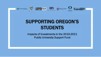 ST  STUDE  UDENTS  NTS  Impact  acts of Inves  vestme  tments  nts in the  e 2019-2021  2021  Pub