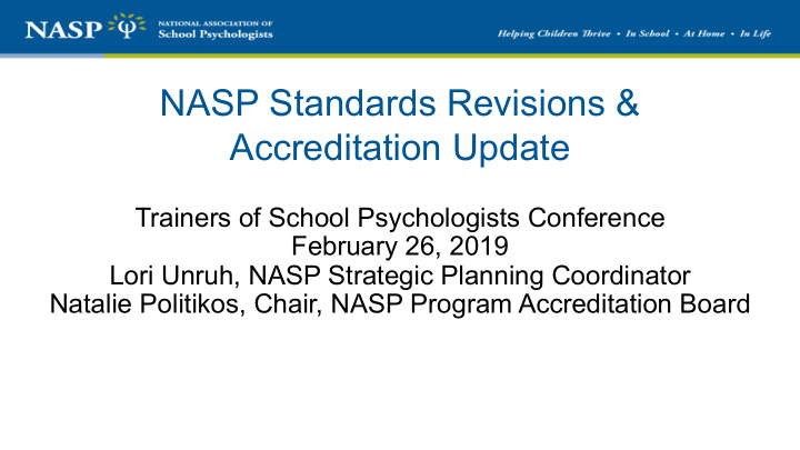 nasp standards revisions accreditation update