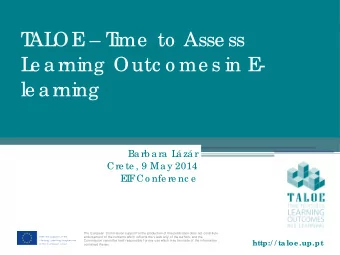 T  AL  OE   T  ime  to  Asse ss  L  e a rning  Outc o me s in E-  le a rning  Ba rb a ra  L
