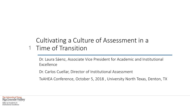 cultivating a culture of assessment in a