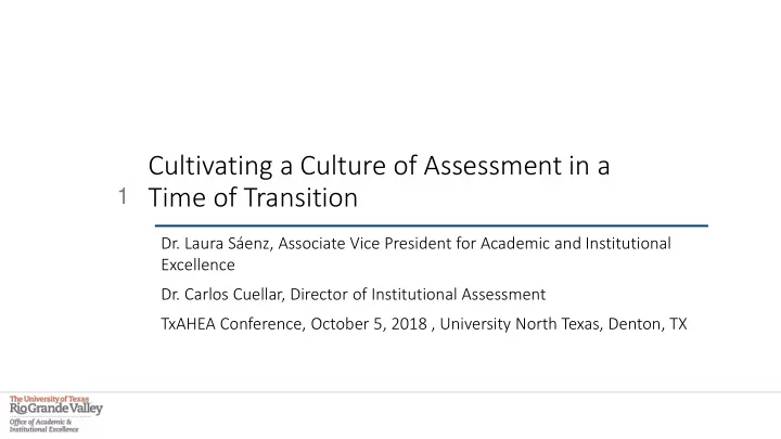 cultivating a culture of assessment in a