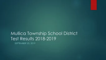 Mullica Township School District  Test Results 2018-2019  SEPTEMBER 25, 2019  Dynamic Learning Maps