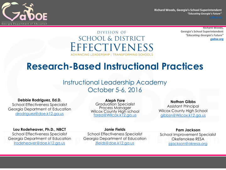research based instructional practices