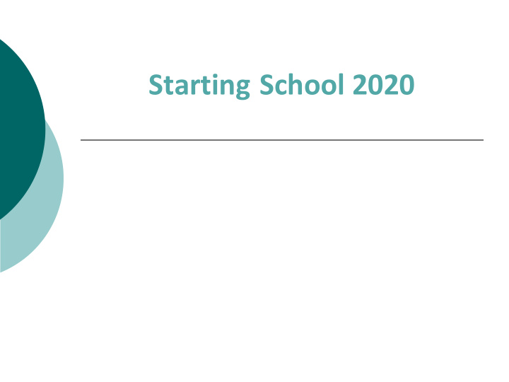 starting school 2020