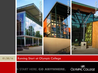 Running Start at Olympic College  01/20/16  What is Running Start?  A student choice